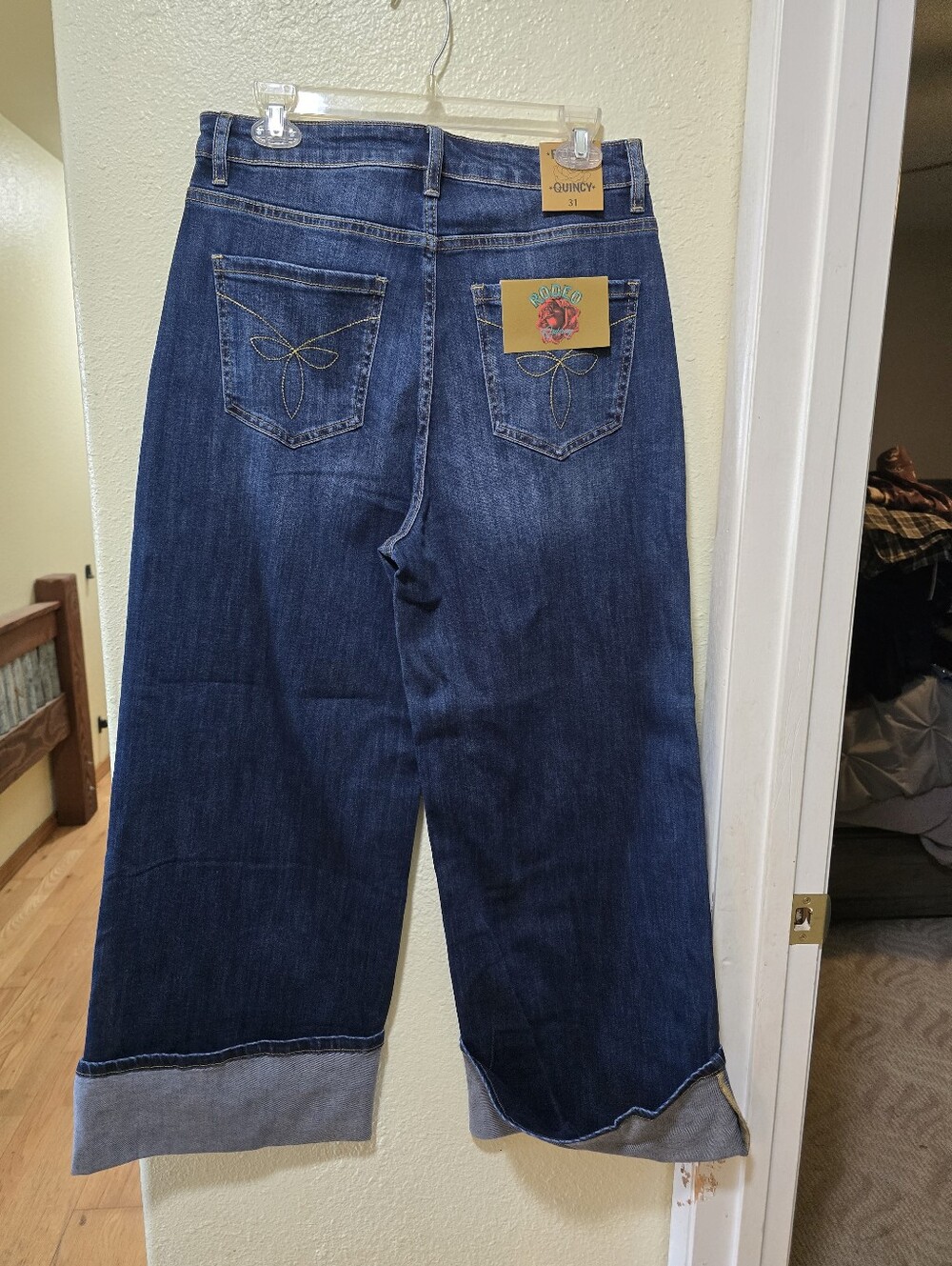 Rodeo Quincy Rodeo To Runway Dark Blue Wide-Leg Cuffed Or Uncuffed Women’s Jeans - Picture 2 of 4